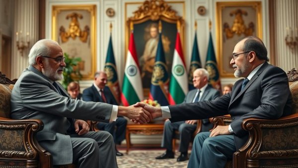 Prominent leaders shaking hands, symbolizing U.S.-India Trade Deal 18% Tariffs.