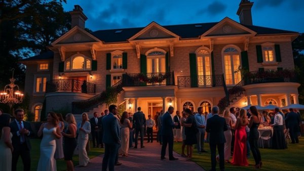 Luxurious evening event at upscale mansion, Los Angeles