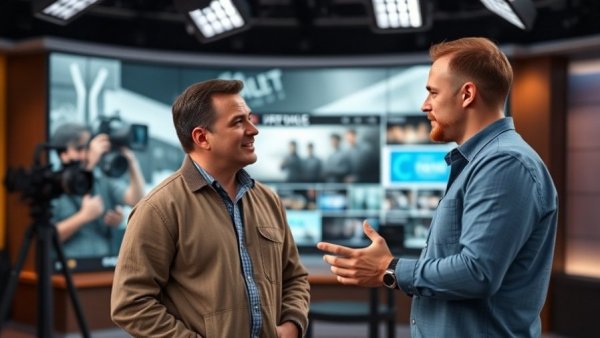 Kansas City local living feature in a studio with two men discussing film.