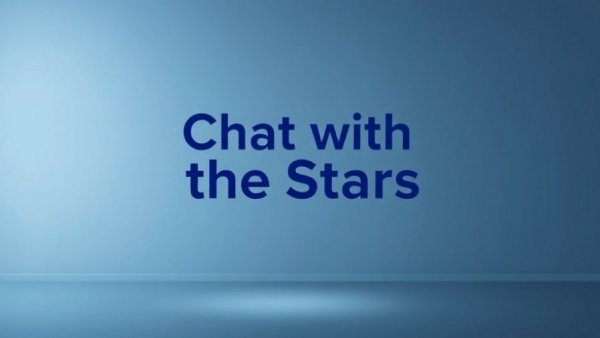 Modern logo 'Chat with the Stars' over gradient background.