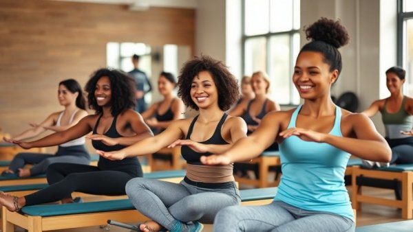 Kansas City Pilates instructor guiding inclusive session in modern studio.