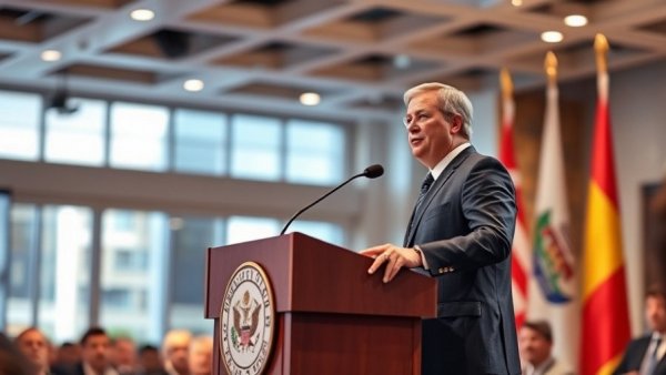 Speaker at Kansas City event, addressing audience at podium.