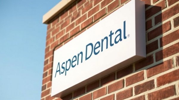 Aspen Dental sign on brick wall in Kansas City regarding dental oversight.