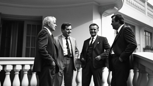 Historic meeting on a balcony in the 1960s.