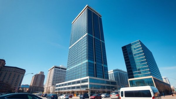 Kansas City neighborhoods viewed during daylight, featuring a modern high-rise hotel.