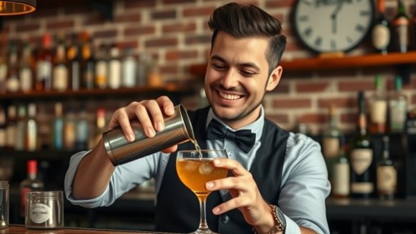 James Beard Nominee Diana Condori in Kansas City bar pouring cocktail.
