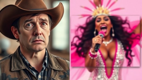 Dramatic split image with Live Nation breakup antitrust trial context.