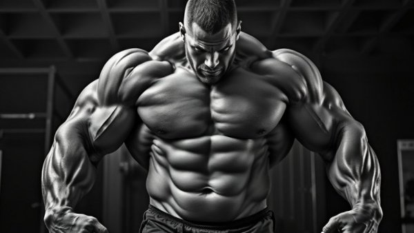 Dorian Yates 310-pound physique, showcasing immense muscle.