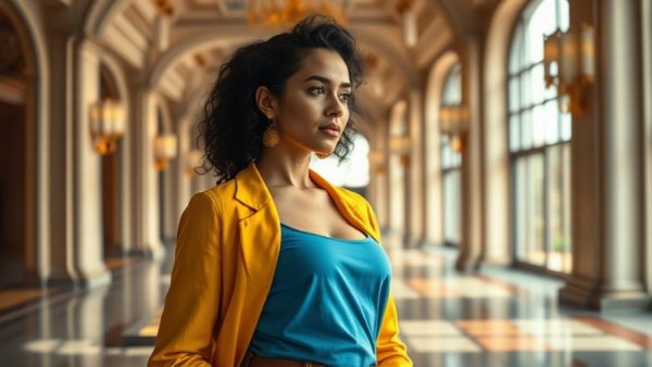 Kansas City Fashion Week Trends: Stylish woman in elegant hall