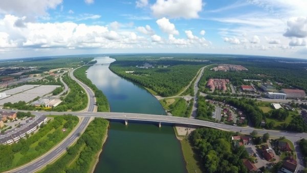 Scenic view of a river and bridge during a music weekend trip from Kansas City.