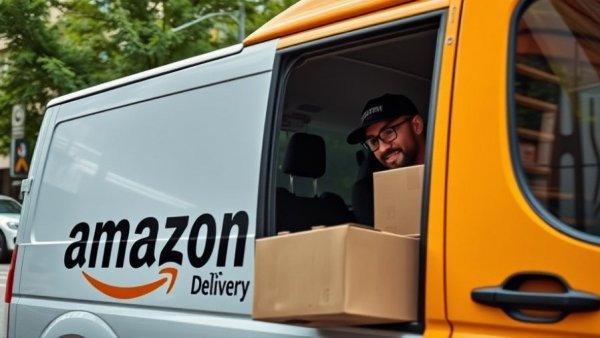 Amazon van driver prepares for delivery in Kansas City.