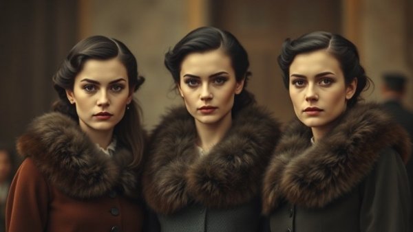 Conley Sisters Monument Kansas City, historical vintage portrait in sepia tone.