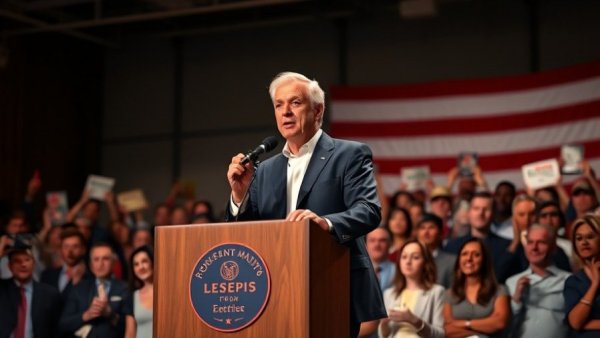 Speaker on stage discussing immigration policy changes in Kansas City.