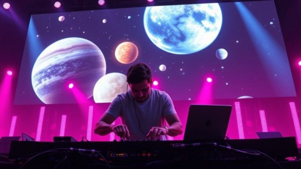 DJ at Kansas City events with cosmic visuals.