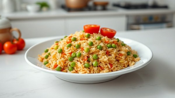 Indonesian Breakfast Fried Rice served in a white bowl.