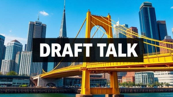 Draft Talk overlay on cityscape with bridge, Kansas City Chiefs linebacker prospects.