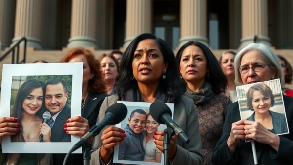 Women at press conference for social media addiction lawsuit.