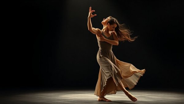 Kansas City local artists performing expressive dance with dramatic lighting.