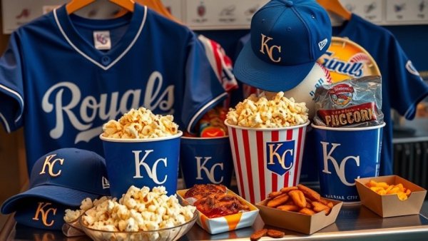 Kansas City Royals merchandise and snacks at Kansas City events.