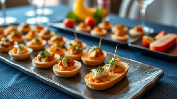 Gourmet hors d'oeuvres displayed at Kansas City events.