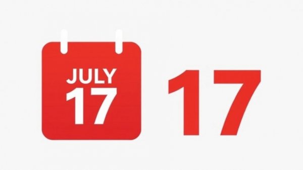 Minimalist calendar icon, July 17 displayed.