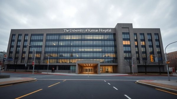 KU Hospital PICU Closure view of hospital facade and road.