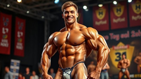 Muscular bodybuilder posing on stage, earning an IFBB Pro Card