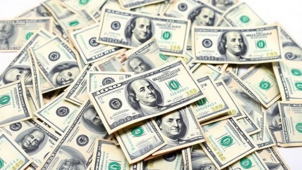 Close-up of US hundred-dollar bills, focusing on finance.