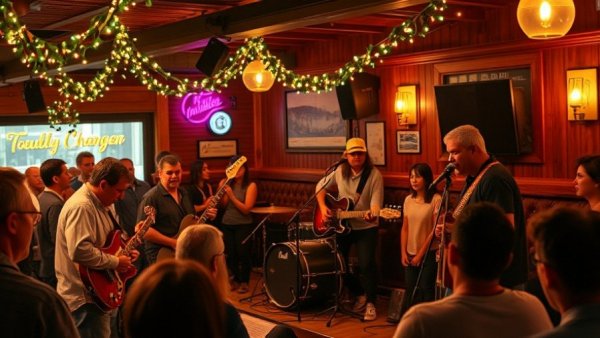 Lively Kansas City event with band performance and festive atmosphere.