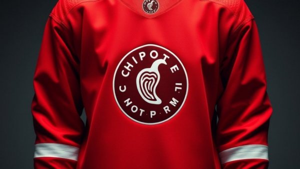 Chipotle hockey jersey with bold logo in red.