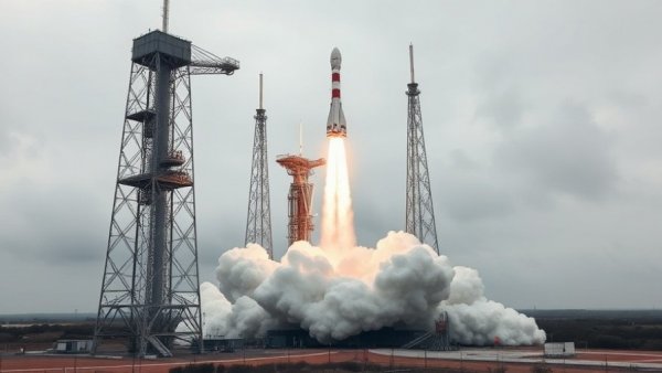 Blue Origin rocket launch and satellite view highlighting failure.