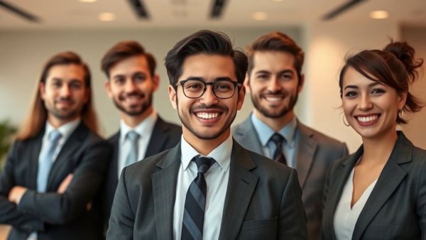 Executive apple CEO challenges, business professional smiling in an office setting.