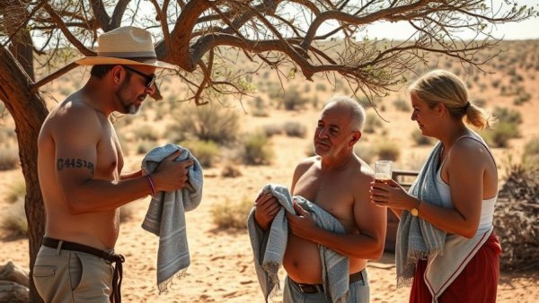 Helpers prevent heat stroke in Kansas City using cooling towels and drinks.