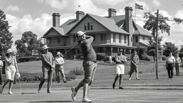 Historic photo of golfers at Swope Memorial Golf Course reopening.