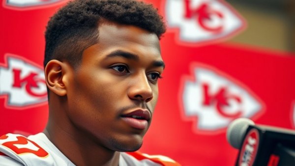 Kansas City Chiefs player at a press conference speaking about the roster.
