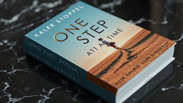 Book 'One Step at a Time' on survival on a marble surface, Kansas City local living.