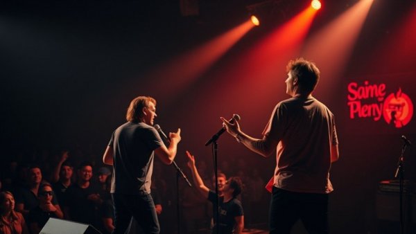 Musicians balancing tour life and fitness during a concert performance.