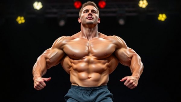 Hadi Choopan in bodybuilding comeback, showcasing muscular physique on stage.