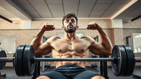 Man executing bench press in gym during Texas Method Workout.