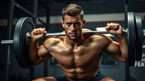 Athlete demonstrating barbell back squat alternatives in a gym.