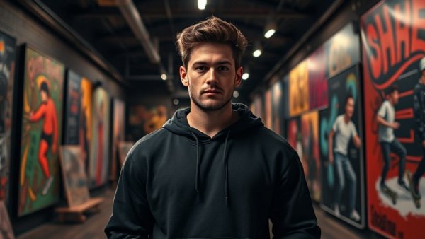 KC local artist spotlight in edgy art gallery with skateboarders.