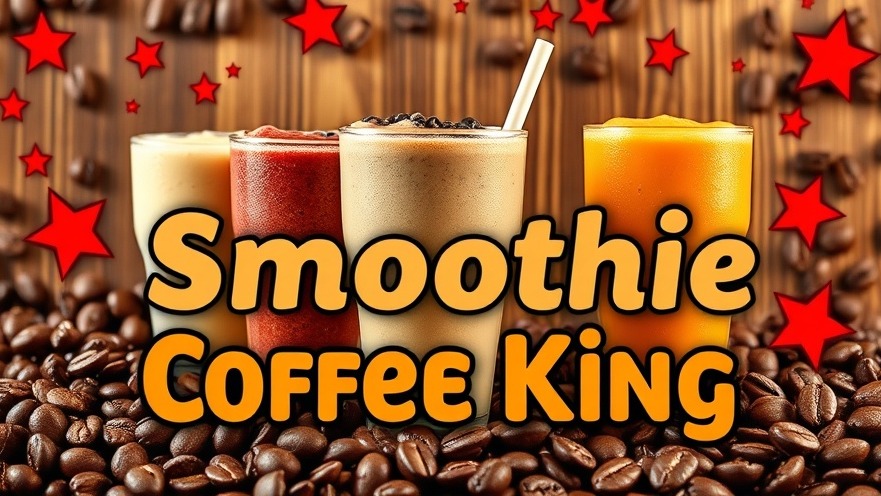 Promotional graphic for Kansas City local boutiques showcasing vibrant coffee smoothies.