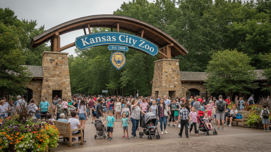 Welcoming Kansas City Zoo entrance, showcasing local community engagement in wildlife education.