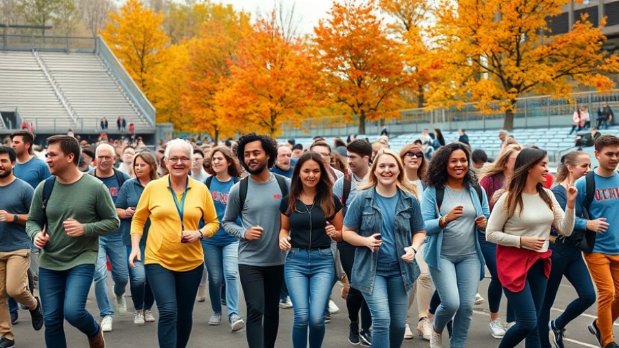 Diverse group walking in a fundraising walkathon, highlighting neighborhood events Kansas City.