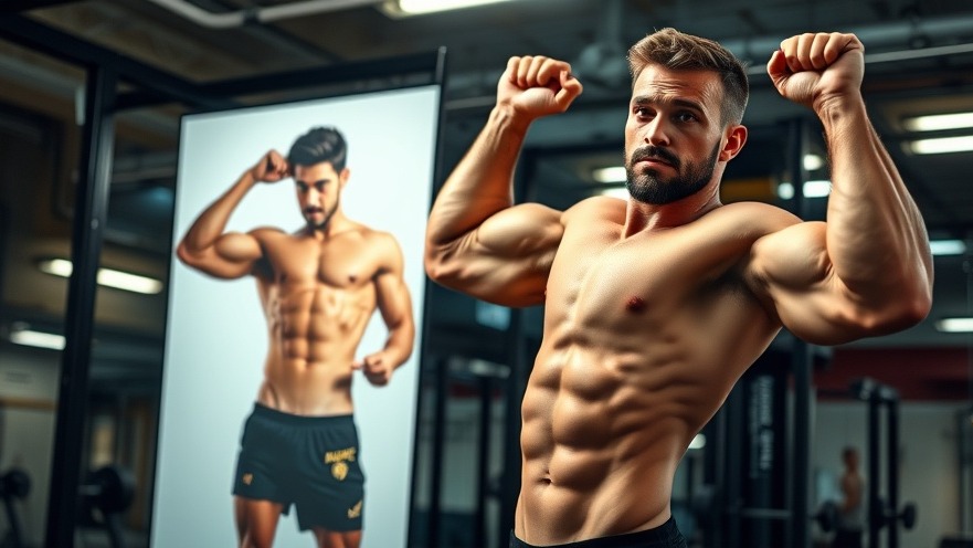 Fitness motivation: Athletic man demonstrating strength training pull-ups in gym.
