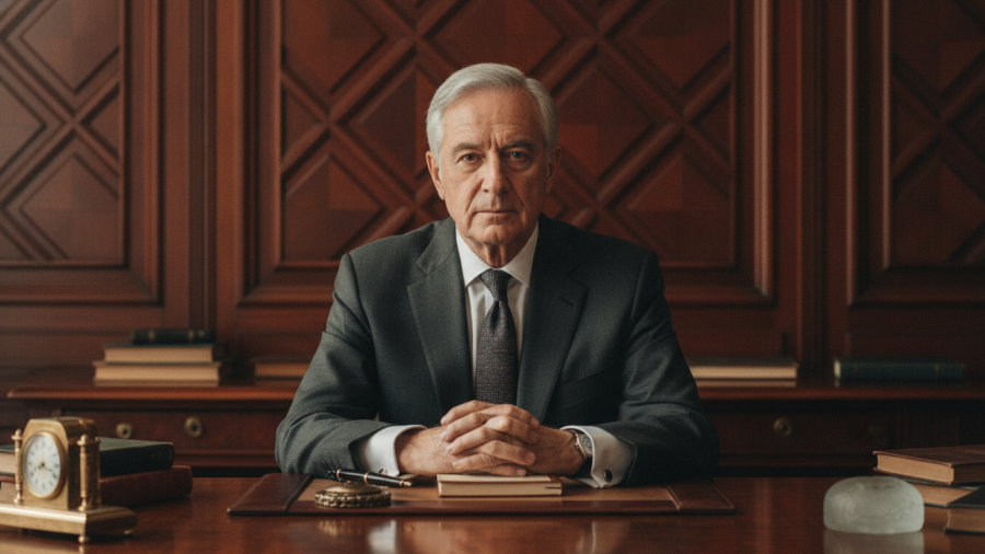 Distinguished older man exemplifying nurse professionalism in a formal setting.