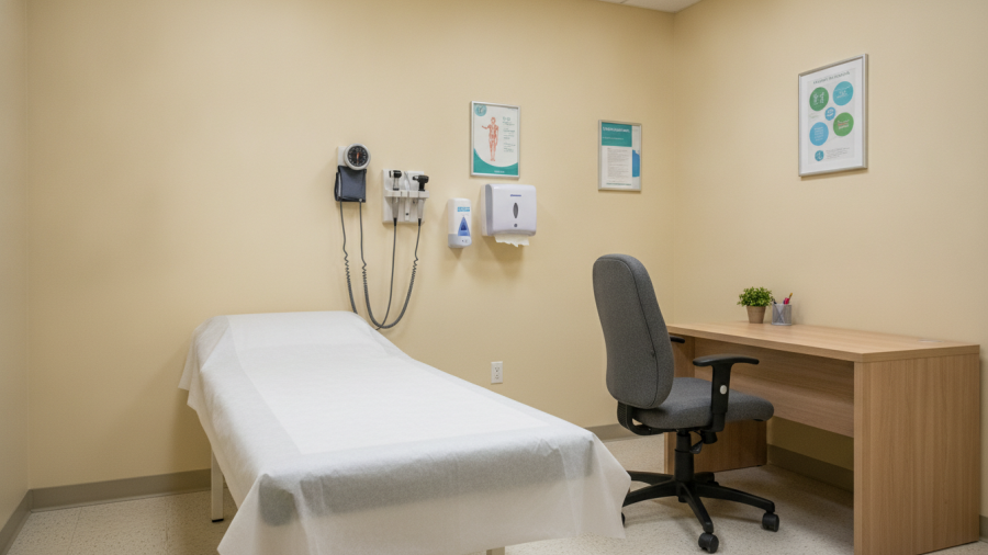 Organized medical examination room reflecting community healthcare providers in Kansas City.