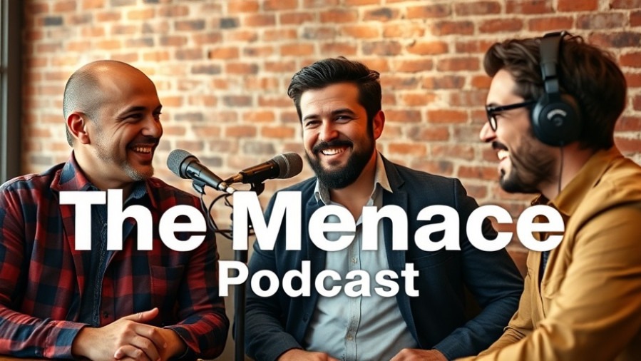 Podcast panel featuring three men from 'The Menace Podcast'.
