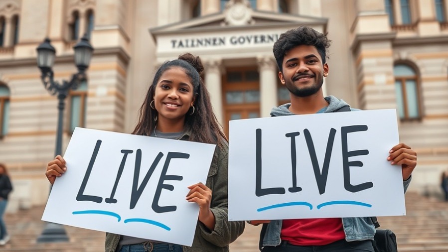Young activists hold signs for Missouri abortion rights outside historic government building.