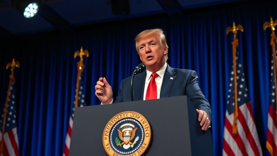 Donald Trump delivering a formal address tonight, highlighting economic policies and local businesses in Kansas City.